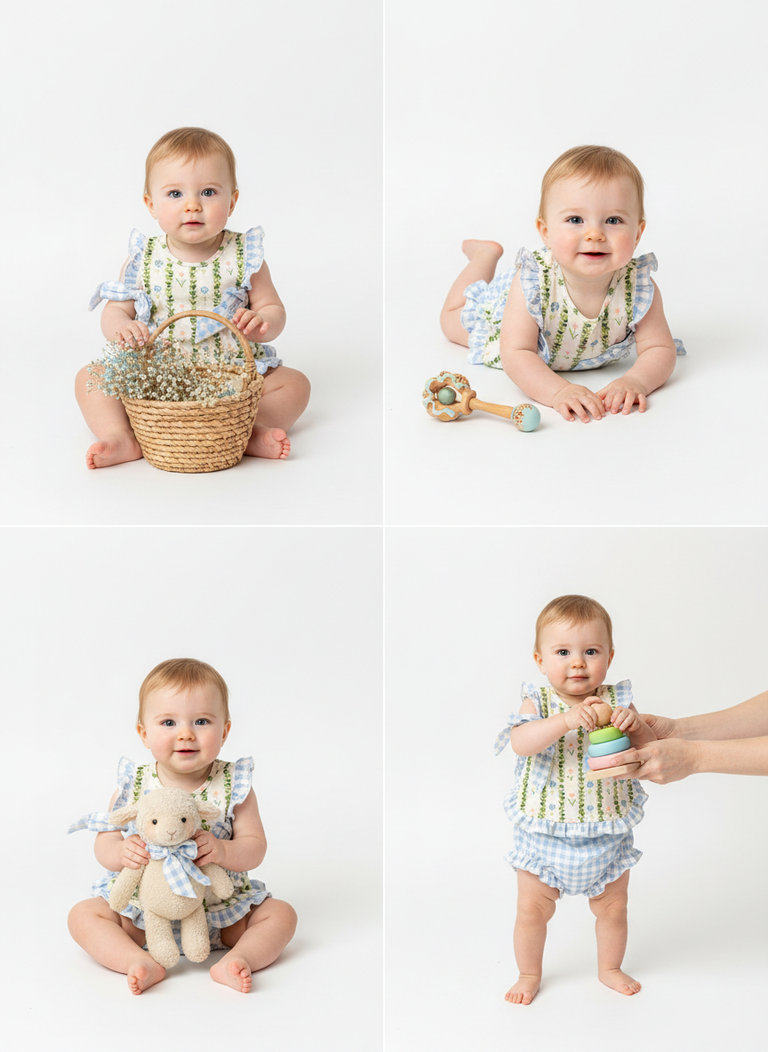 Gingham and floral baby set