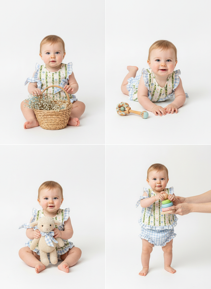Gingham and floral baby set