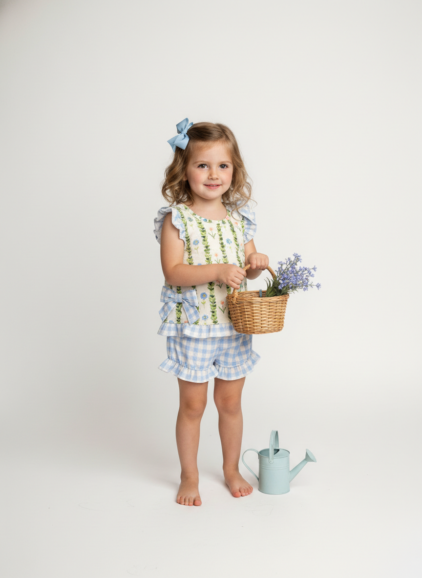 Gingham and floral baby set