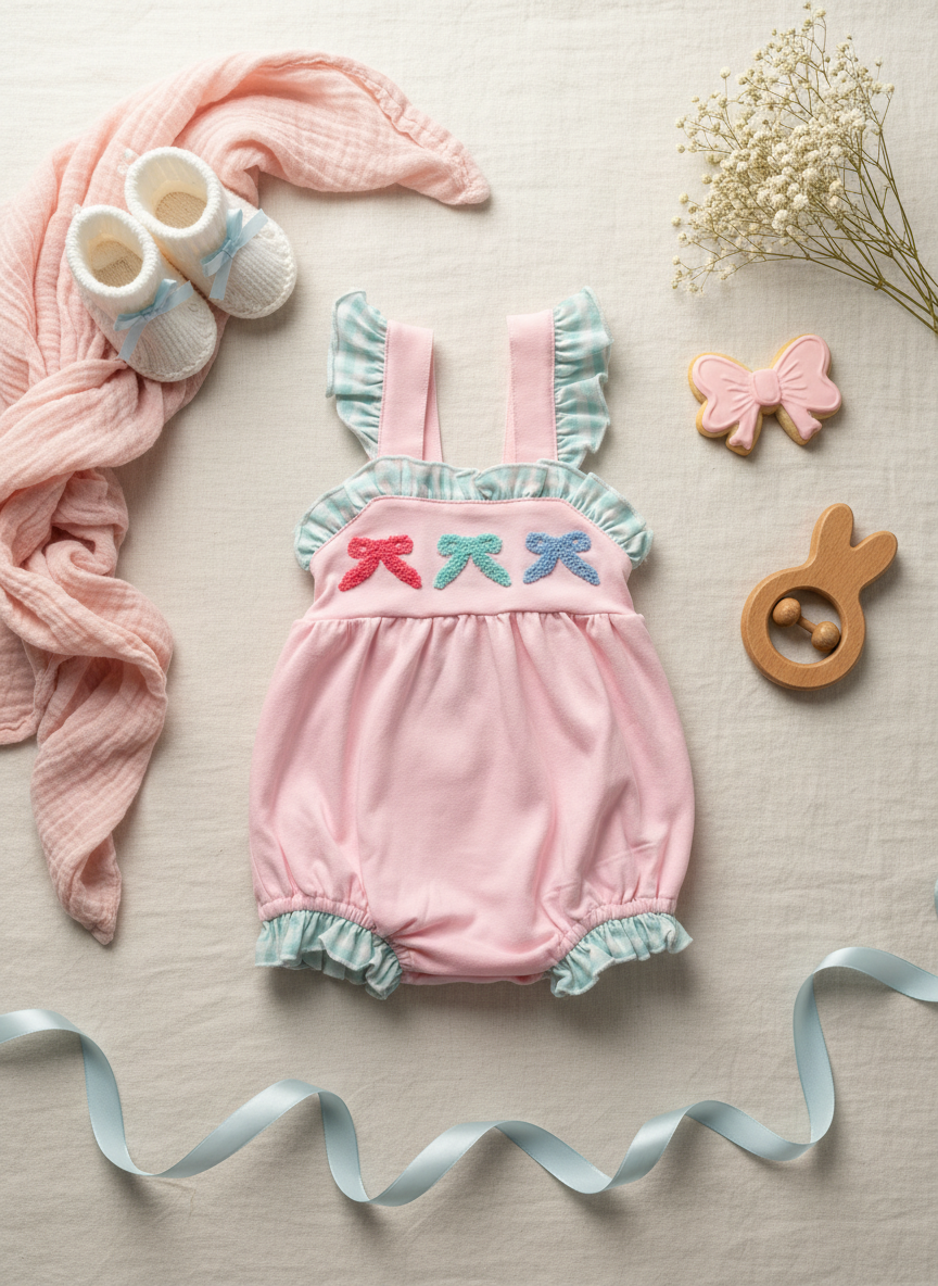Bow and Gingham romper