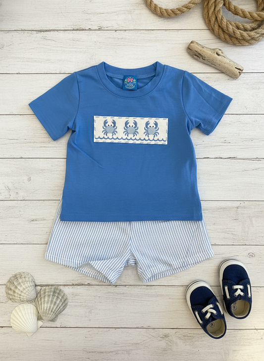 Crab seersucker short set