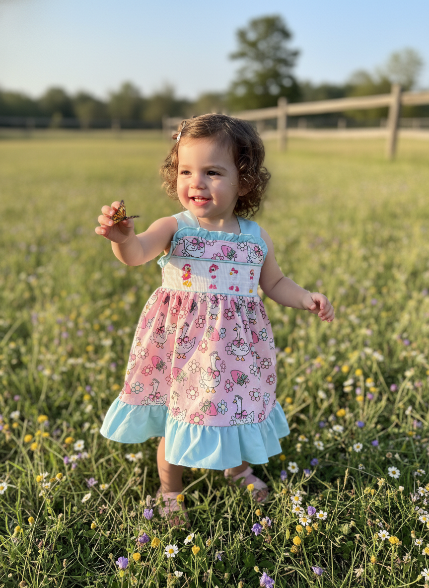Goose smocked dress