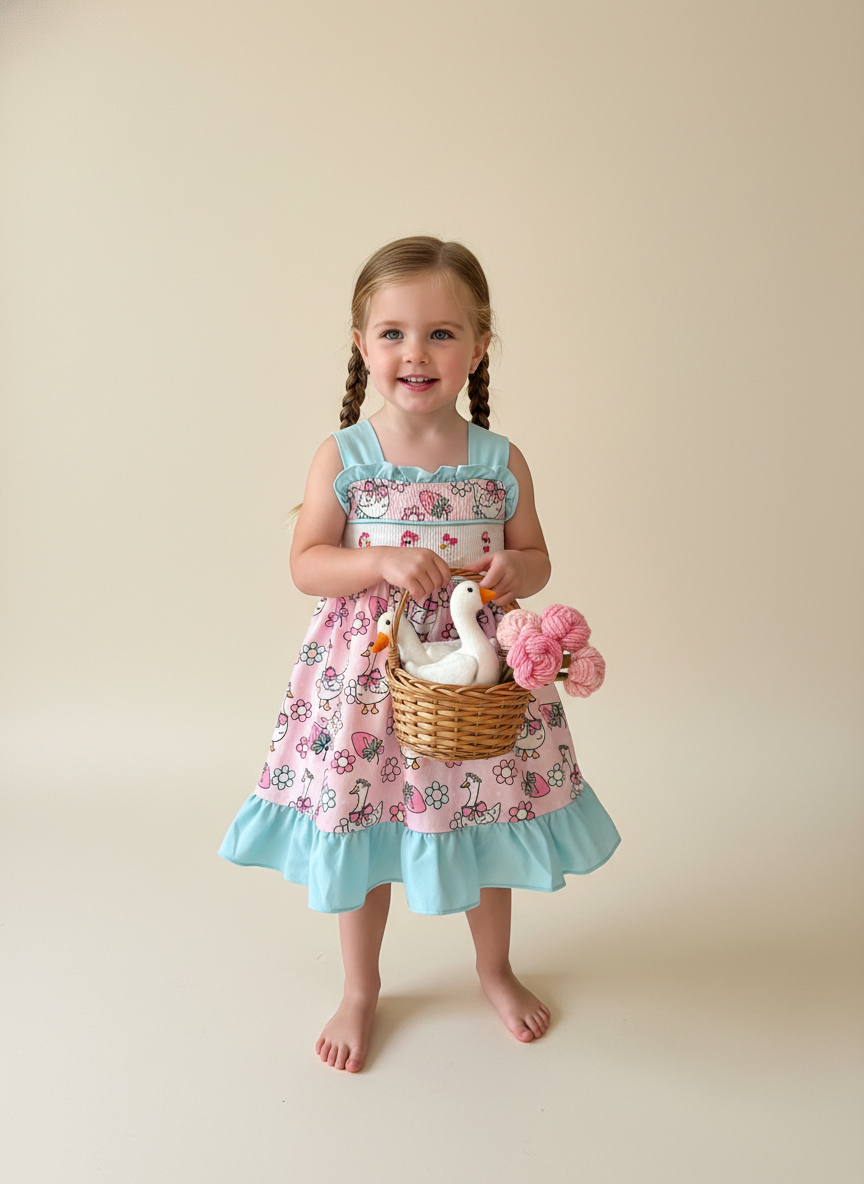 Goose smocked dress