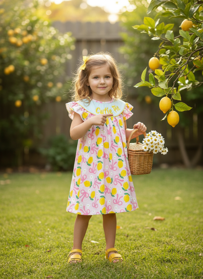 Cutie Pie Smocked lemon dress