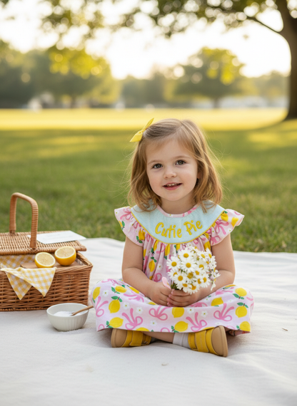 Cutie Pie Smocked lemon dress