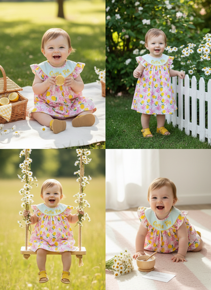 Cutie Pie Smocked lemon dress