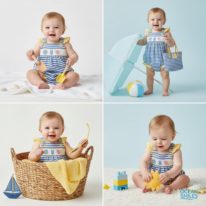Beachball smocked bubble romper