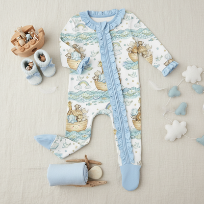 Noah's Ark  Extra Ruffle zippie pajama (preorder)