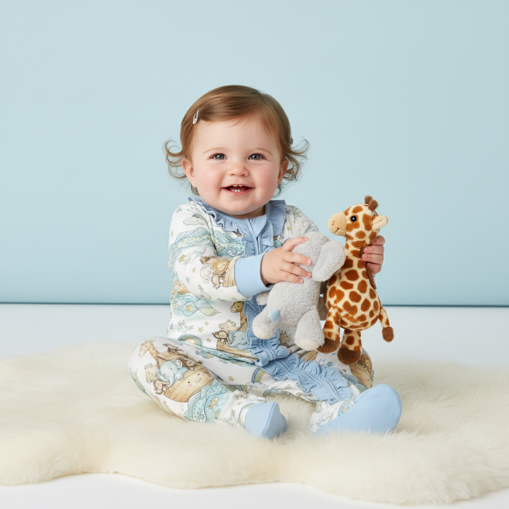 Noah's Ark  Extra Ruffle zippie pajama (preorder)