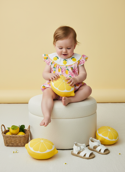 lemon bow smocked romper