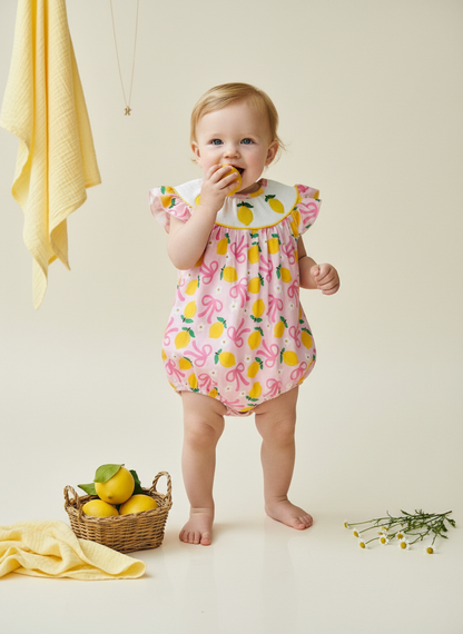 lemon bow smocked romper