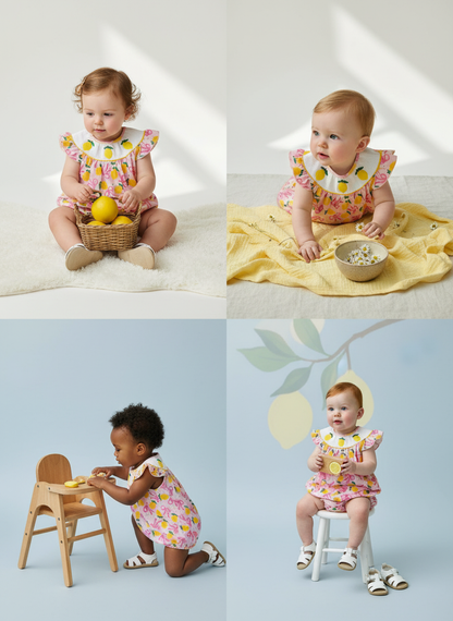 lemon bow smocked romper