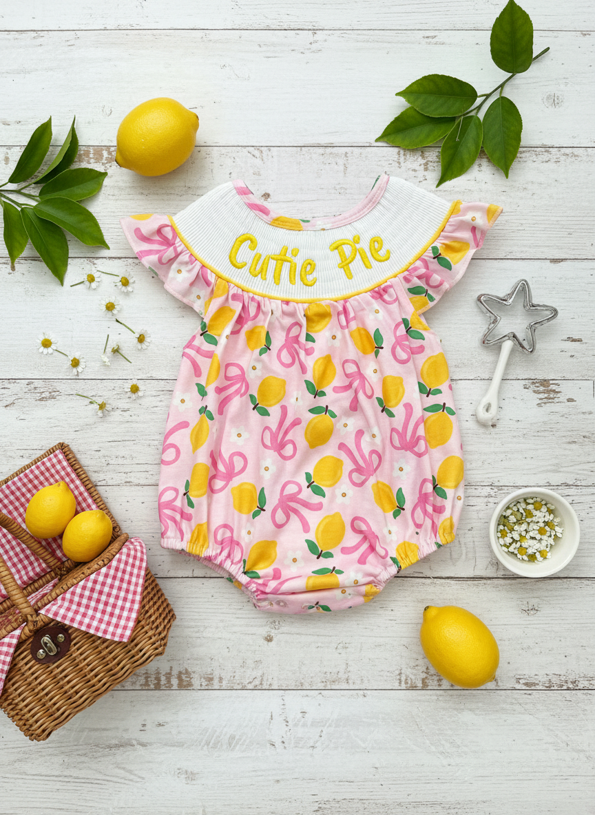 Smocked Cutie Pie lemon Romper