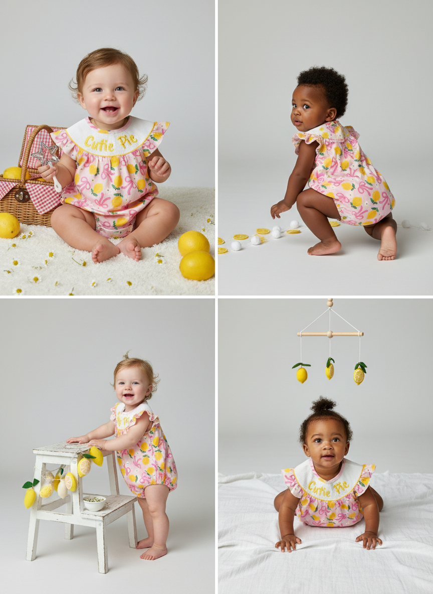 Smocked Cutie Pie lemon Romper