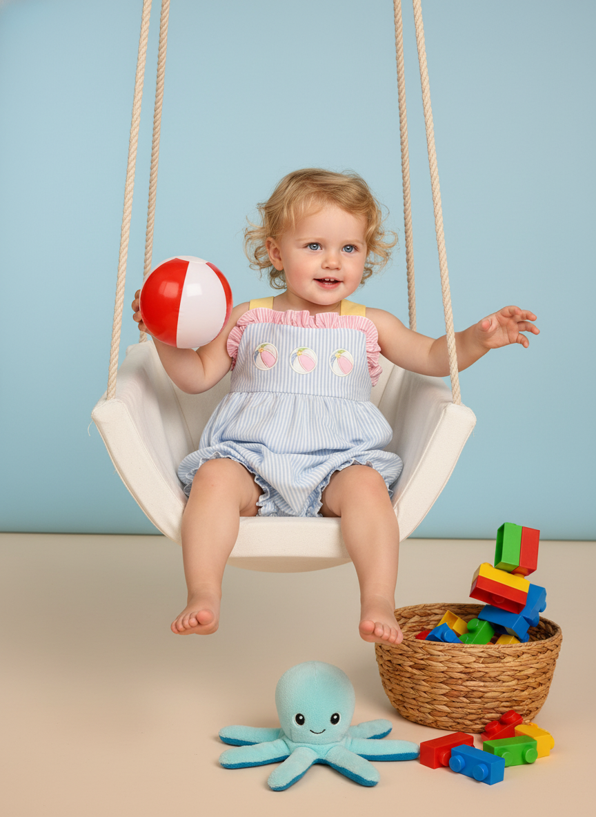 Beach ball bubble embroidered romper