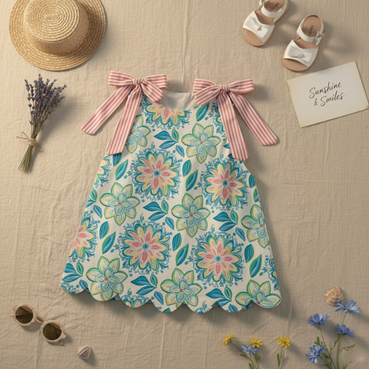 Tropical flowers Dress (preorder) ETA June 8 (Part of Sibling set)