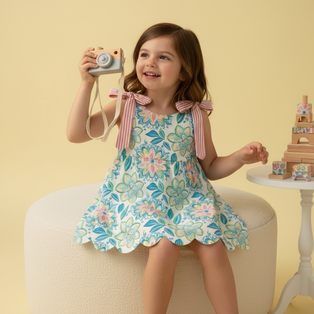 Tropical flowers Dress (preorder) ETA June 8 (Part of Sibling set)