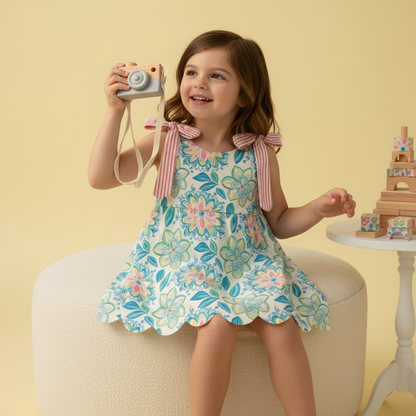 Tropical flowers Dress (preorder) ETA June 8 (Part of Sibling set)