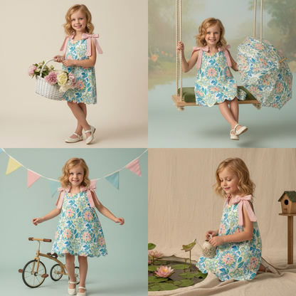 Tropical flowers Dress (preorder) ETA June 8 (Part of Sibling set)