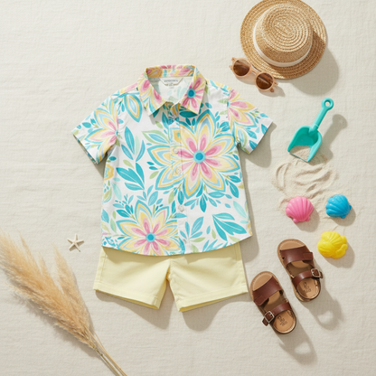 Tropical floral boy short set (preorder)