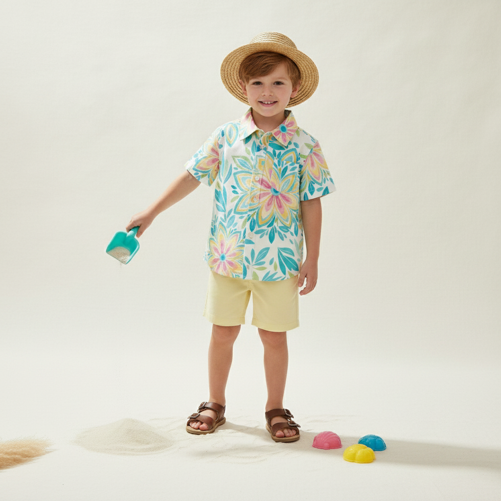 Tropical floral boy short set (preorder)
