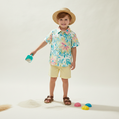 Tropical floral boy short set (preorder)