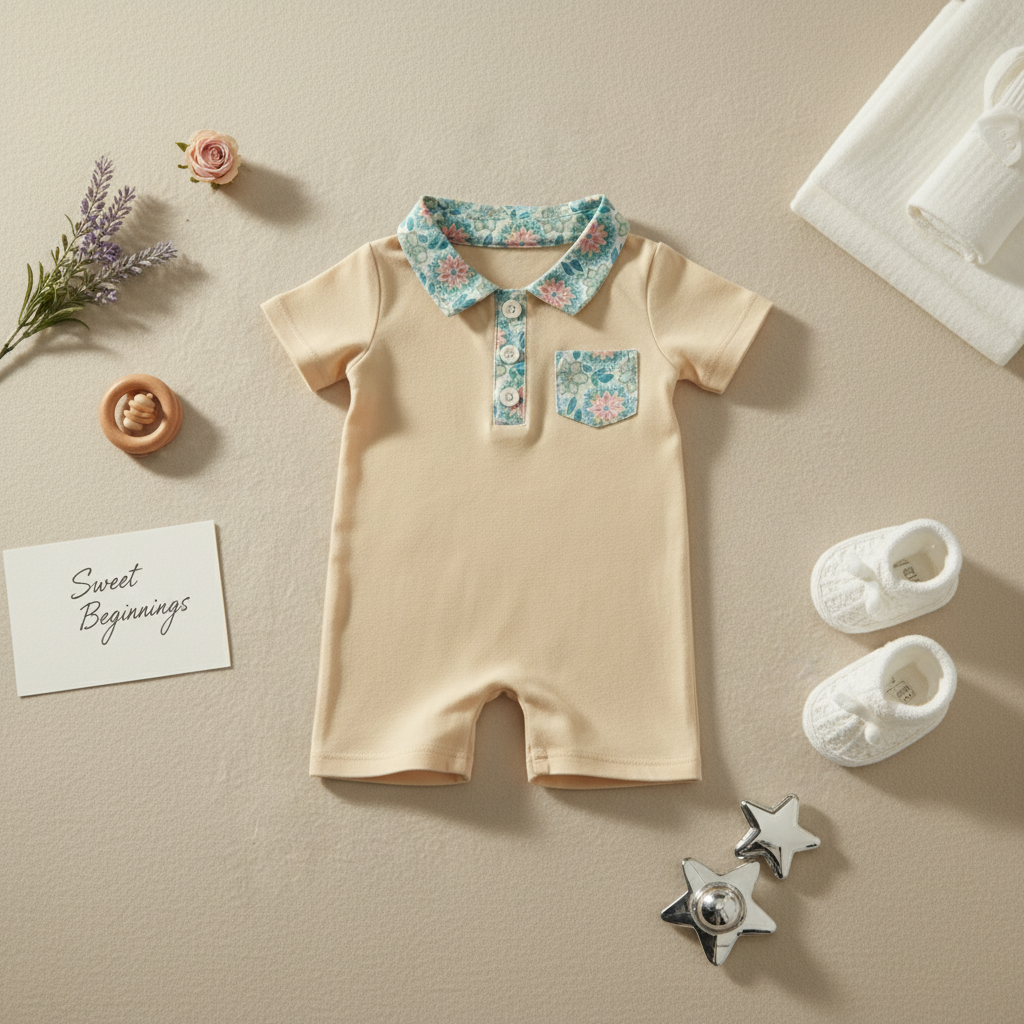 Tropical accents boy romper (light yellow) preorder