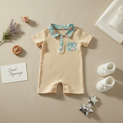 Tropical accents boy romper (light yellow) preorder