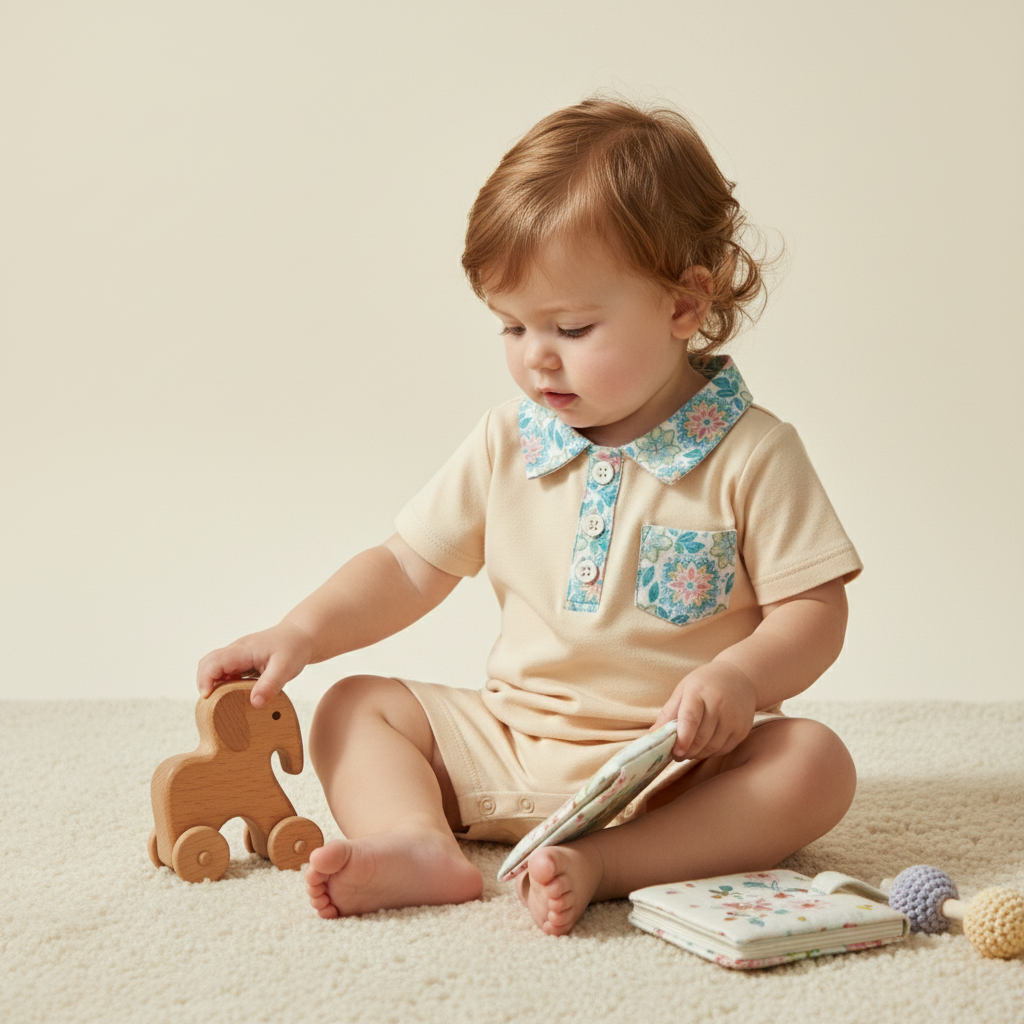 Tropical accents boy romper (light yellow) preorder