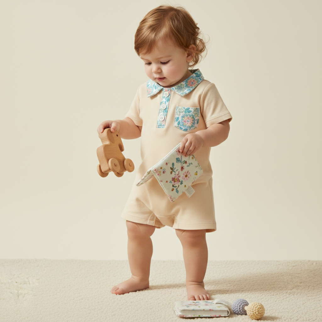 Tropical accents boy romper (light yellow) preorder