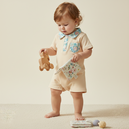 Tropical accents boy romper (light yellow) preorder