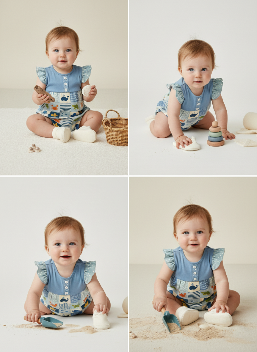 Ocean Adventure girl baby romper