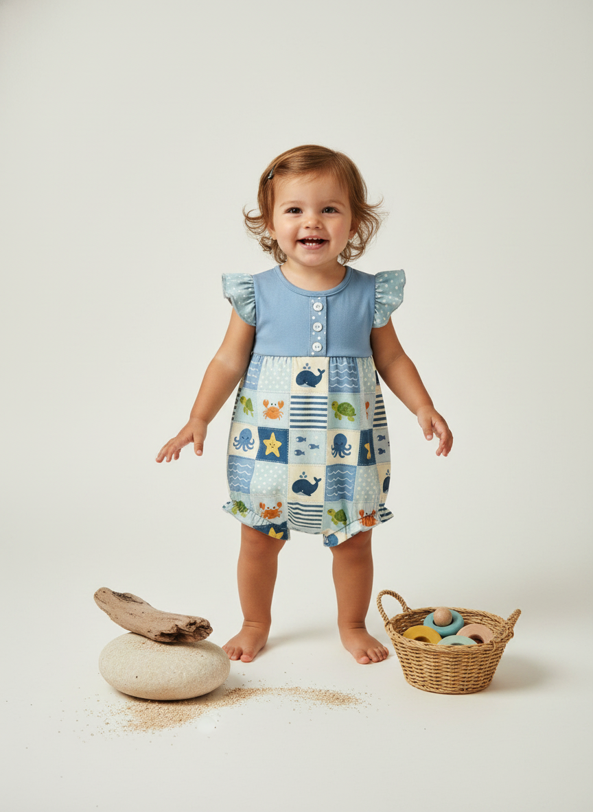 Ocean Adventure girl baby romper