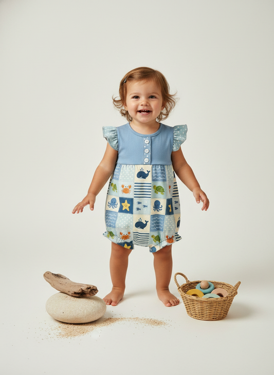 Ocean Adventure girl baby romper