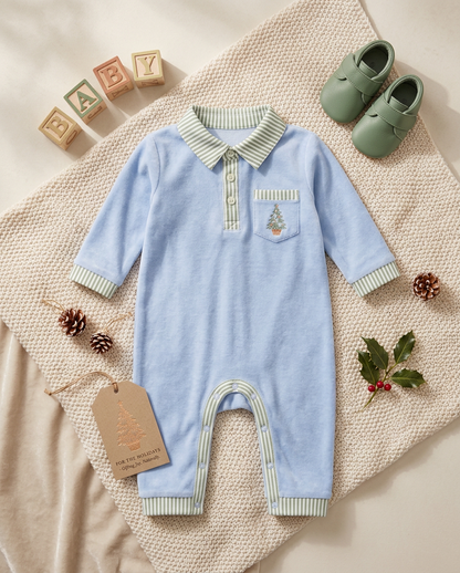 Coastal Christmas  polo romper (part of sibling set)