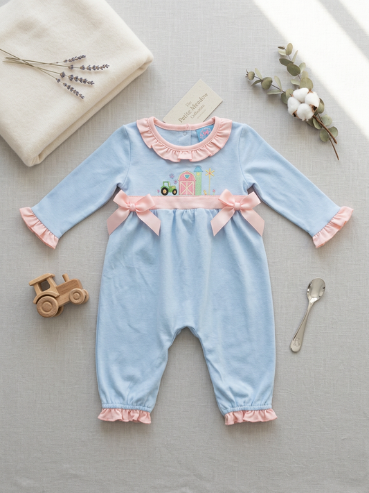 Farm Friends embroidered romper