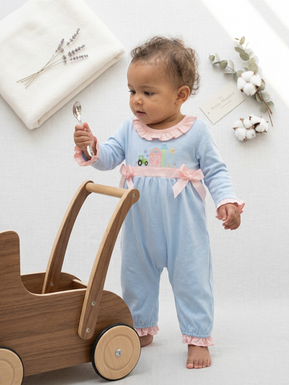 Farm Friends embroidered romper