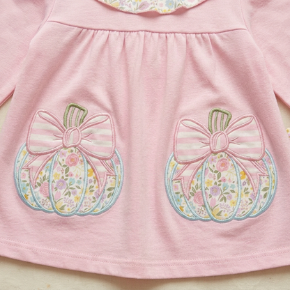 Pumpkin Patch Princess Set with embroidered applique with knee socks