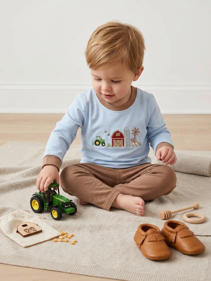 Farm Friends embroidered pant set
