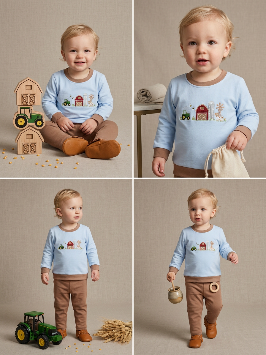 Farm Friends embroidered pant set