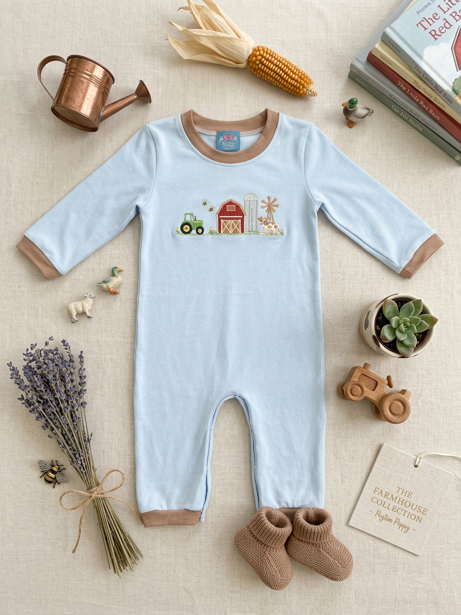 Farm Friends embroidered romper
