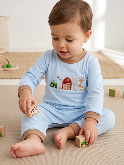 Farm Friends embroidered romper