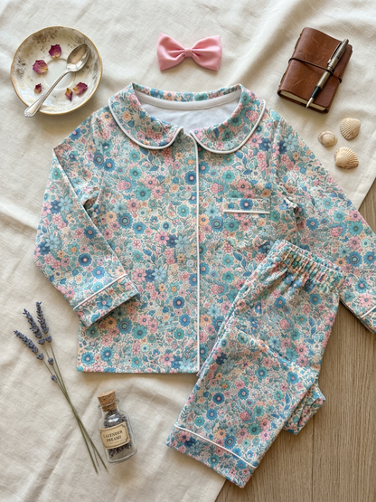 Matching girl and baby doll pajama set with adorable gift box with handle