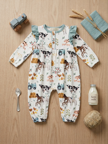 Farm theme ruffled romper