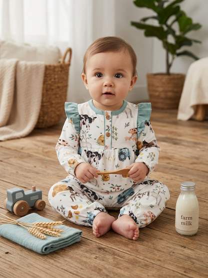 Farm theme ruffled romper