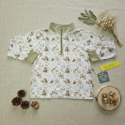 Woodland friends bamboo quarter zip