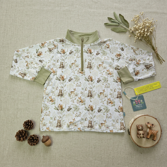 Woodland friends bamboo quarter zip
