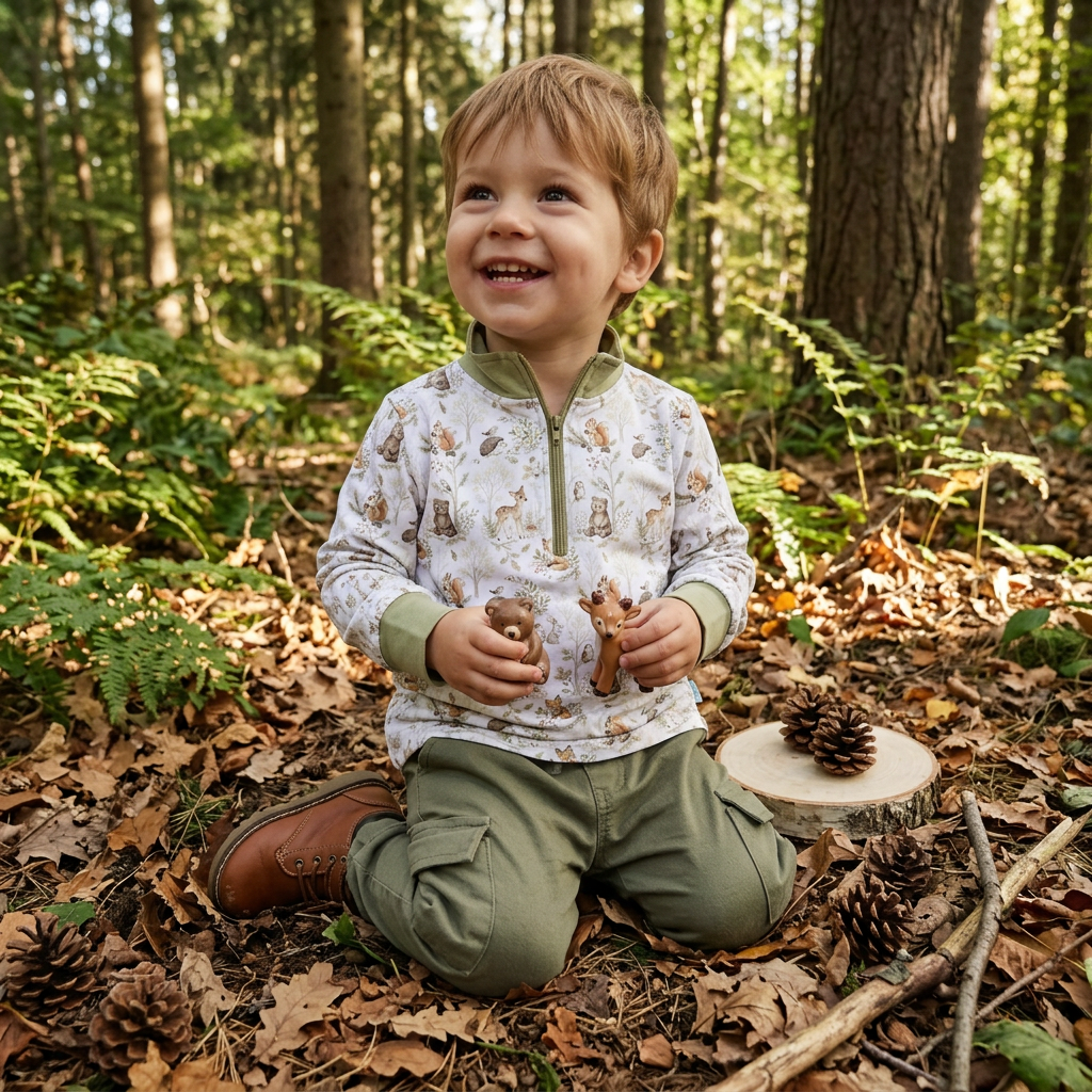 Woodland friends bamboo quarter zip