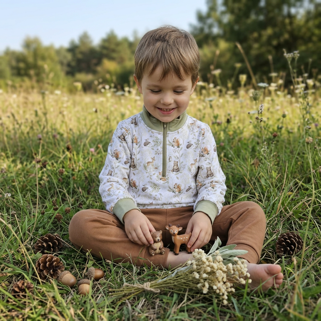 Woodland friends bamboo quarter zip
