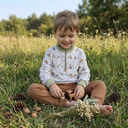 Woodland friends bamboo quarter zip